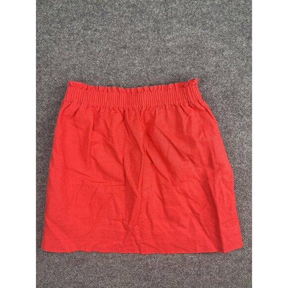 J Crew Skirt Womens 0 Red Linen Cotton Blend Pull On Elastic Waist Summer Casual - Picture 5 of 6